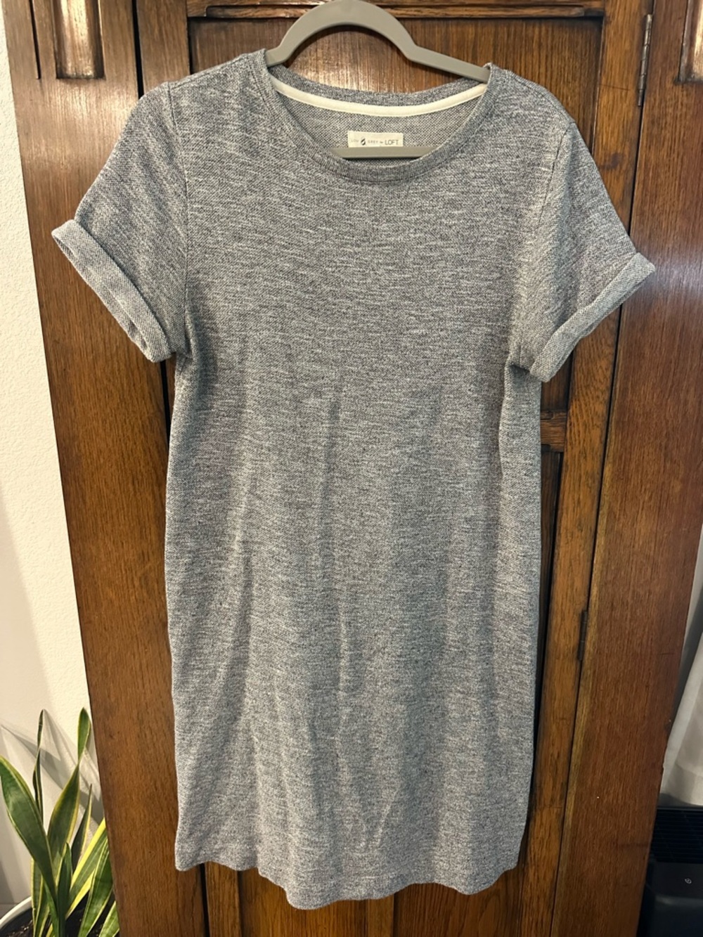 Lou & Grey Heathered Blue Short Sleeve T-Shirt Dress